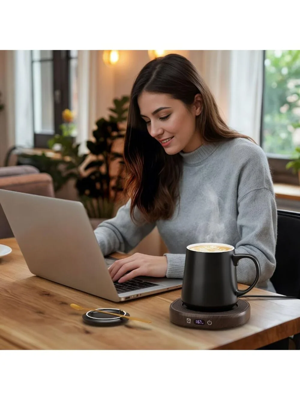 Smart Electric Coffee Mug Warmer Set with Auto Shut Off & 4 Temp Settings